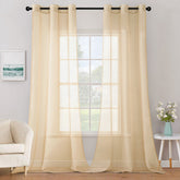 MIULEE Solid Color Sheer Curtains 84 Inches Long 2 Panels Set Cream Beige